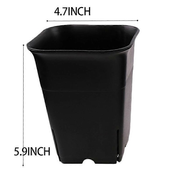 12 stk. - Pakke Sort Firkantet Plastik Potte til Sukkulenter, Planter, Blomster, Kaktus, Etc., Sort Planteskole F