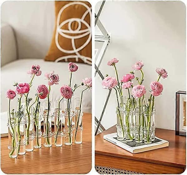 Glasblomvaser, gångjärnsförsedd blomprovsrörsprydnad Heminredning 8PCS 7.09in-1.18in