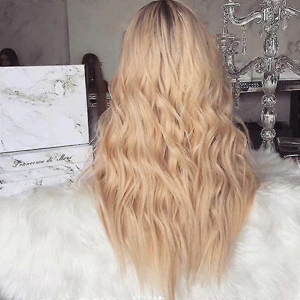 Lång Blond Syntetisk Peruk Dam Vågigt Hår Modefest Peruk