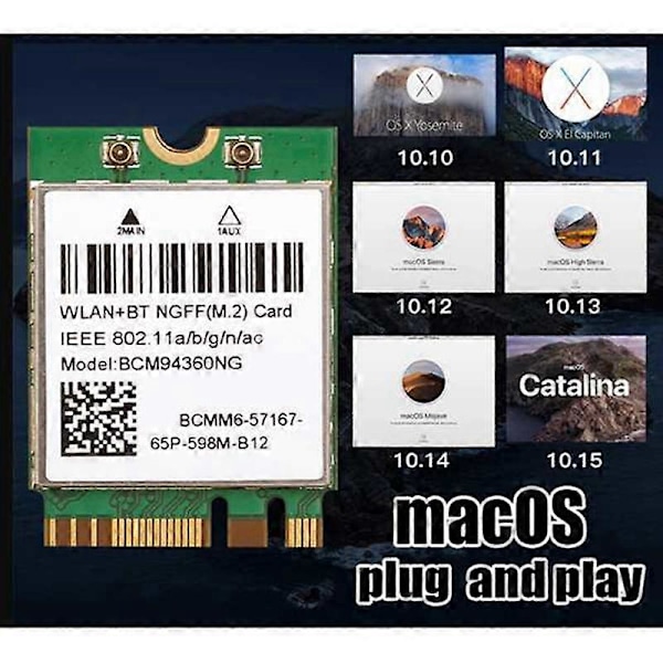 Dual Band 1200Mbps BCM94360NG WiFi Kort til MacOS Hackintosh 802.11Ac Bluetooth 4.0 Trådløs Adapter