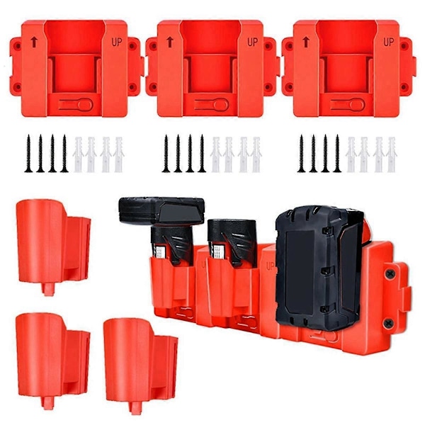 Til 12V 18V Lithium Batteri Vægmonteringsdock Holder Batteriopbevaringsreol Beslag M12 Fastgørelsesbeslag