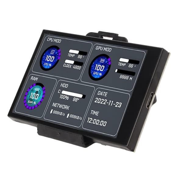 Computer Temp Monitor 3,5 tommer IPS Dual USB C Tema Editor Tilpasselig Layout PC CPU Data Monitor til Desktop Kabinet
