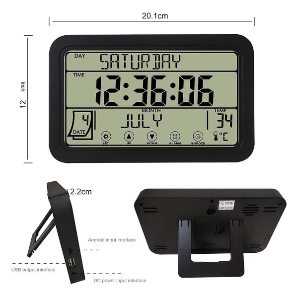 Atomur med indendørs udendørs temperatur trådløs, 7 tommer LCD, batteridrevet med høj præcision