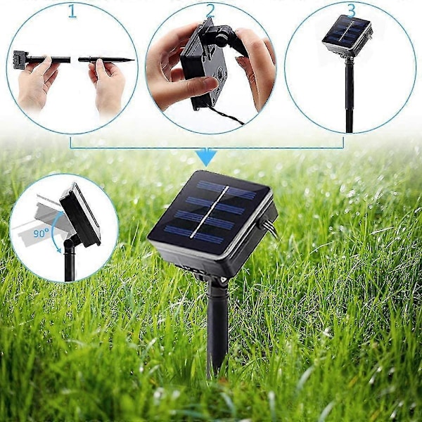 50 LED aurinkokennovalot ulkokäyttöön, sudenkorento-valot 8 valotilalla, vedenpitävä valaistus