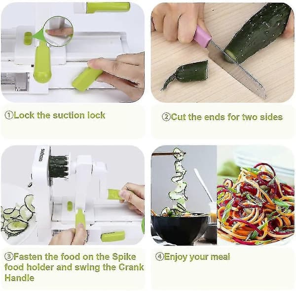 Spiralizer 4-bladig Grönsaksspiralizer Vikbar Spiraliskärare Zucchini Noodle Veggie Pasta Spaghetti Maker