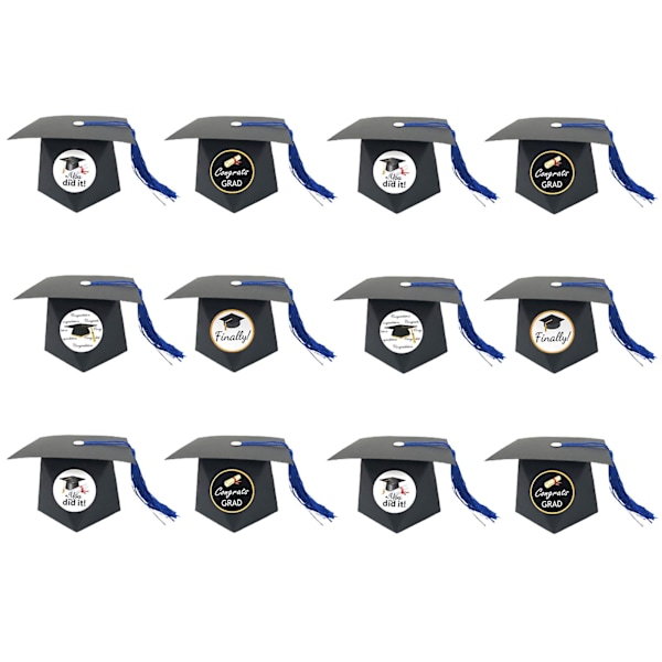 Mengxi 12-pack vackra examenmössor i form av godisaskar, festliga pappersaskar för hemmet