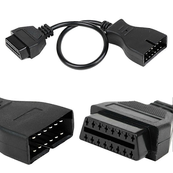 12-bens til 16-bens OBD2 Diagnostisk Konverter Adapterkabel Linjeforbindelse til GM