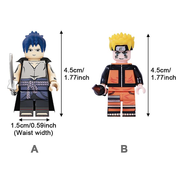 8 stk. Byggeklodser DIY Børnelegetøj Klodser Actionfigur Tegneserie Naruto Samleobjekt