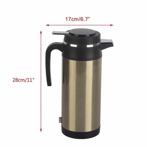 1000ML 24V Rustfrit Stål Elkedel til Bil Rejse Termokander Opvarmning Vandflaske