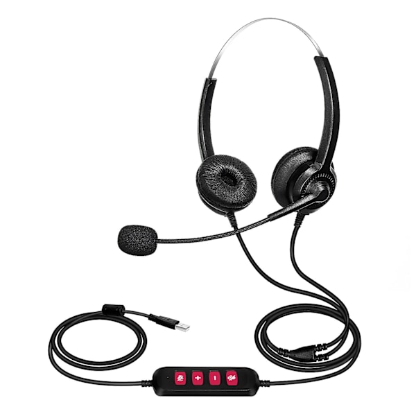 300D Telefonheadset Förlustfri Brusreducering Andningsbart USB Binaural MIC Lång Kabel Call Center Hörlurar för Lastbilschaufför Kontor