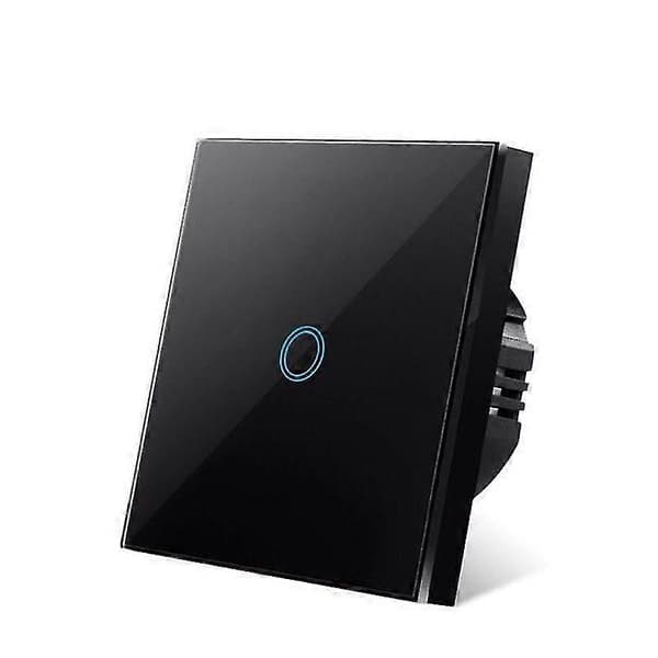 EU Touch Switch AC100-240V Hærdet Sort Hvid Krystal Glaspanel Strøm Væg Lys Sensor Afbrydere touch one black