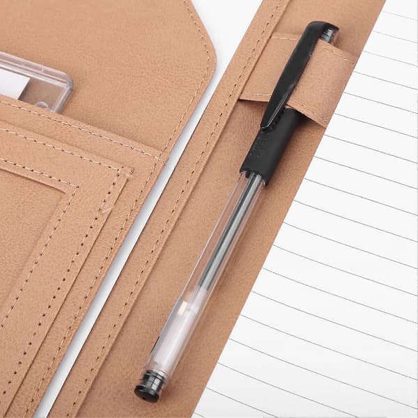 Multifunktionel A4 PU Business Dokument Konference Mappe Organizer Etui M/kortlommer Sort