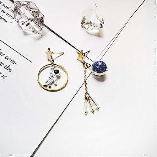 Cosmic Series Saturn Asymmetriske Astronaut Drop&Dangle Øreringe til Kvinder, Måne Planet Stjerne Øreringe til Piger