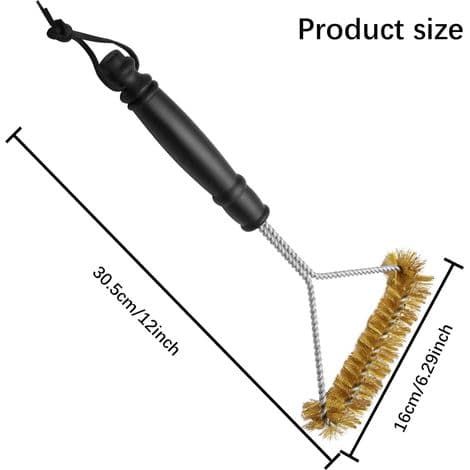 30,5 cm grillborste, grillborste i mässing, triangulär grillrengöringsborste, grillborste i metall, grillborste