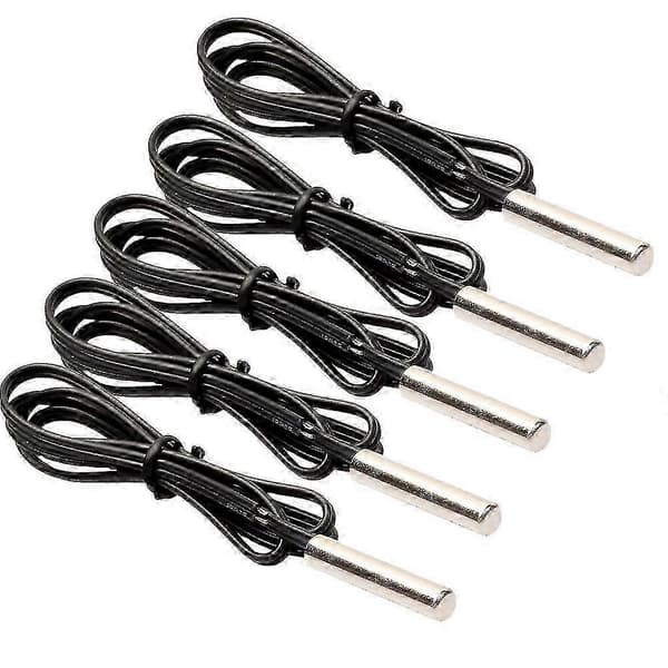 WJTG 5 stk. Ntc 10k 1% 3435 Termistor Temperatursensor Sylindersensor 0,5m LedningJ