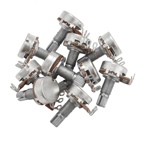 10 stk Gitar Bass Volum Tone Kontrollpotensiometre Bryter A100K