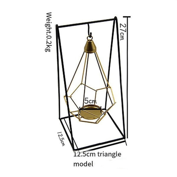 Järn Hängande Ljusstake, Hängande Geometrisk Ljusstake Med Svartjärnstativ, Lyxig Romantisk Ca