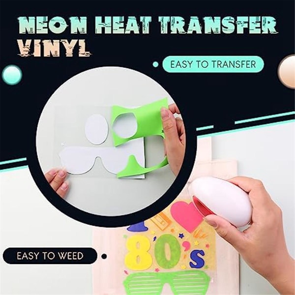 Htv Heat Transfer Vinyl-30x25cm 10 ark Neon Iron On Vinyl Grønn Neon Htv Blue Neon Heat Transfer