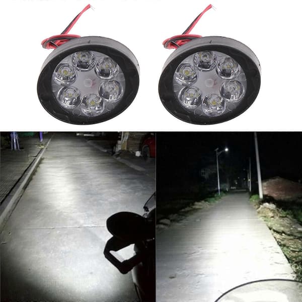 2 st Motorcykel LED Drivande Dimljus 6 LED Amber Vit Projektorljus