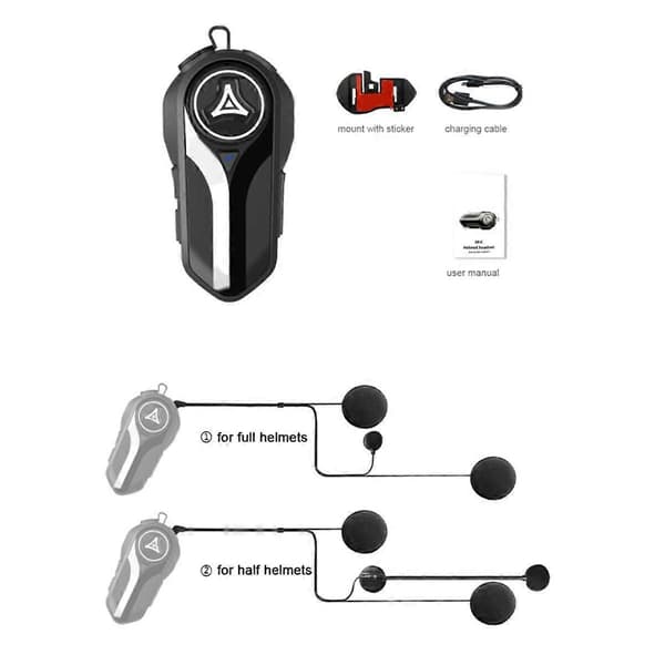 BT5.0 Motorcykel Headset Intercom Interkommunikation Utomhus Ridning Vattentät Halvhjälm Headset med Brusreducering