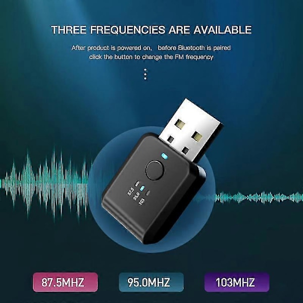 Mini USB Ström Bil Bluetooth 5.1 FM Sändare Mottagare Handsfree Samtal