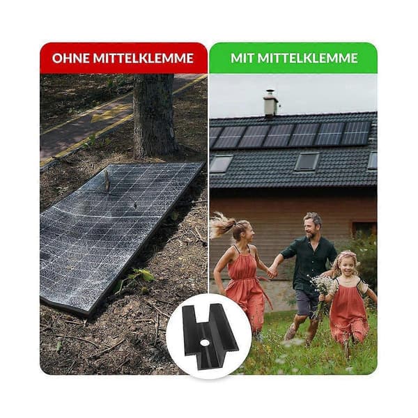 10 x Centerklemme PV Solpaneler, Sort, Modulklemme til Alle Rammehøjder, Solpanelbeslag