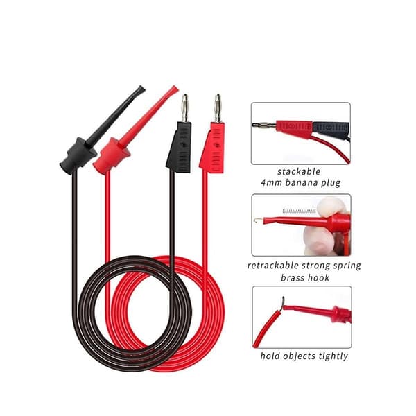 P1308b 18-delt Testleddsett 4mm Bananplugg til Testkrok Kabel Utskiftbare Multimeter Sondes Alligator
