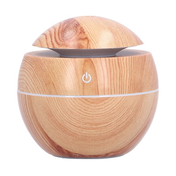 Soppformet Mini Luftfukter 130ml USB Tåke med Ambient Nattlys Trestrukturdesign