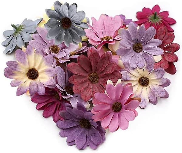 Kunstige Blomster 50 Stykker Hode Spredt Blomsterdekorasjon, Silke Tusenfryd Hode Silkeblomster