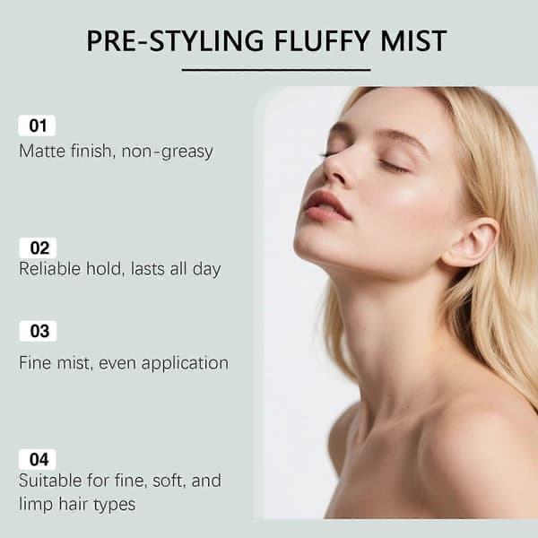 Pre-Styling Fluffy Mist, Volumizing Spray For Naturlig Tekstur Og Mat Finish - 100Ml 2Pcs