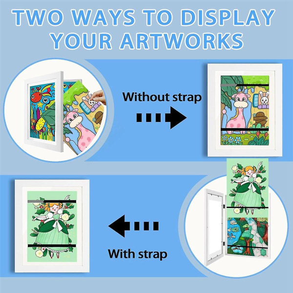 Lasten taidekehykset, 8,5 x 11 edessä avautuvat vaihdettavat lasten kuvituskehykset, vaaka- ja pystysuuntainen taide D