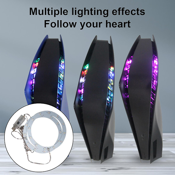 Dekorativ LED-remsa med upphämtningsfunktion, kylfläkt för konsol, USB-fjärrkontroll, RGB-bandlampa för PS5