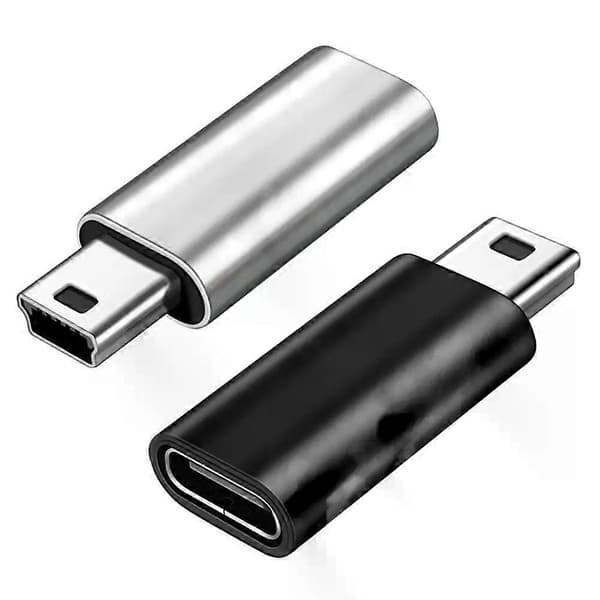 1~10 st Mini USB till Typ C Adapter 5 Pin Hane Mini USB till Hona USB Typ C Dataöverföringskontakt för MP3 Kamera PC Silver 5pcs
