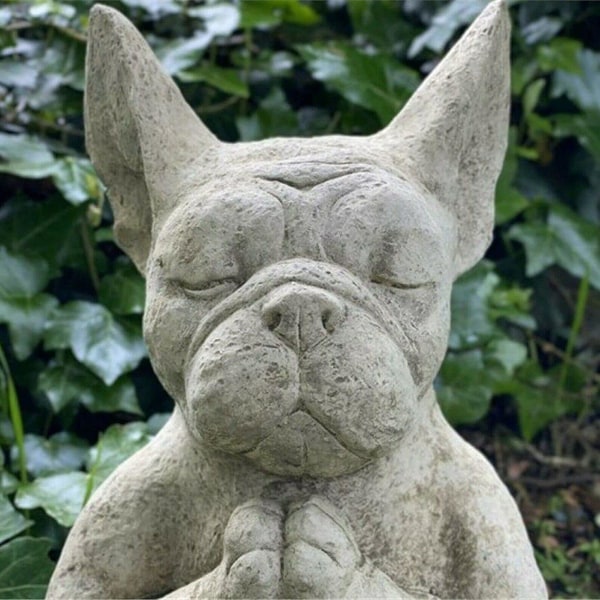 Trädgård Meditation Fransk Bulldog Dekoration Staty Trädgård Innergård Gräsmatta Dekoration Resin Hantverk Ou