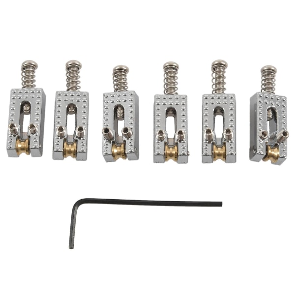 6 Roller Bridge Tremolo-saler Med skiftenøkkel For Fender Strat Tele El-gitar Krom Farge