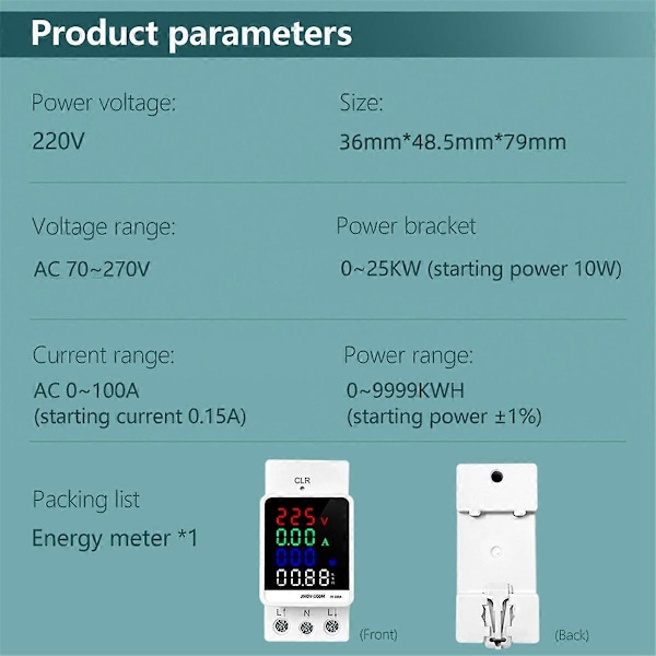 AC 70-270V 100A 25KW Multifunksjon AC Digital Voltmeter Amperemeter Effektfaktor Meter Elektrisk Energi Mon