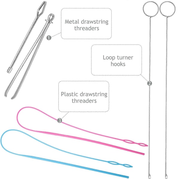 6 Stykker Sætsy Loop Kit, Loop Turner Krog Fleksibel Snøre Tråder Metal Pincet Lang Loop Turner Værktøj med Lås
