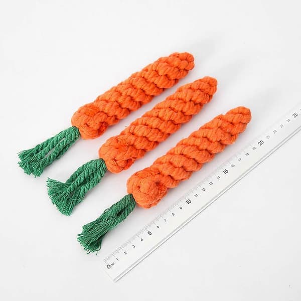 3-pack Hund Leksaker Morot Valp Morot Rep Leksak Flätad Tålig Tuggleksak för Valp för Tandrengöring Interaktiv Hundleksak