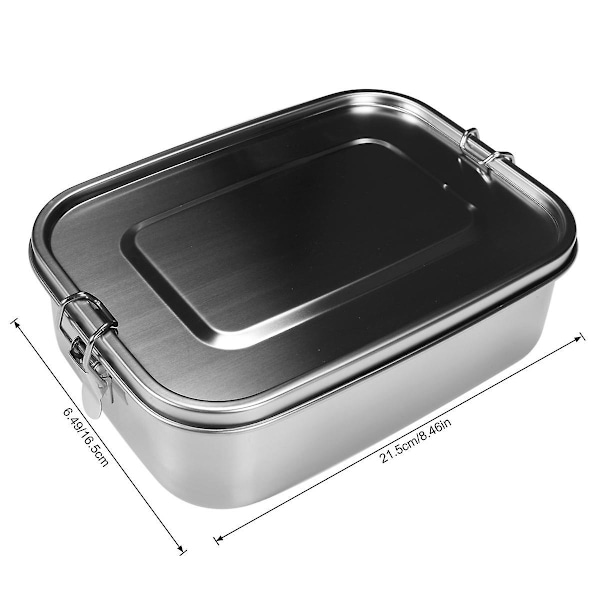 Rustfrit stål Bento Box Frokostbeholder, 3-rum Metal Bento Frokostboks til Sandwich og to sider, 1400 ml Madbeholder til børn og voksne, Eco-