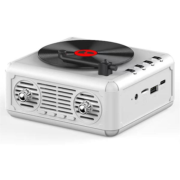 Retro Högtalare Bärbar Bluetooth Högtalare Subwoofer Ljudlåda För Kontor Utomhus Hemspelare Vit