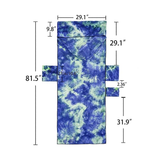 Strandstolsöverdrag med sidofickor Poolhandduk Solstolöverdrag Mikrofiber Tie Dye Strandhandduk för Semester, Solbad Green