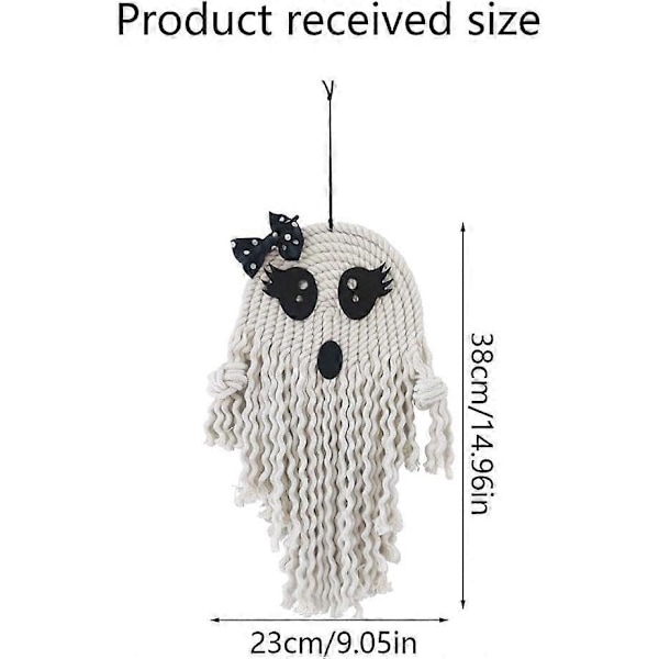 Sød Spøgelsesvedhæng Halloween Dekoration Håndvævet Hvid Spøgelseshængende Ornament, Kreativ Hjem Væghængende Dør Vindue Vedhæng til Halloween Dekoration