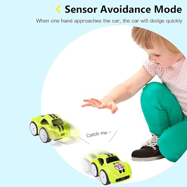 RC Tegneseriebilbane Søte Mini Interaktive Biler 2.4ghz Fjernkontroll Bil Leker Med Musikk Og Lyd, 4 Moduser For Småbarn Gutter Jenter (grønn)