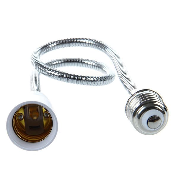 2x E27 til E27 Lyspære Fleksibel Forlænger Adapter Konverter (hvid, 60cm)