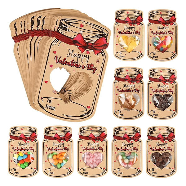 24-pakks Valentinsdagskort for barn, Valentinsdagskort for barn med snackspose, fest i klasserommet