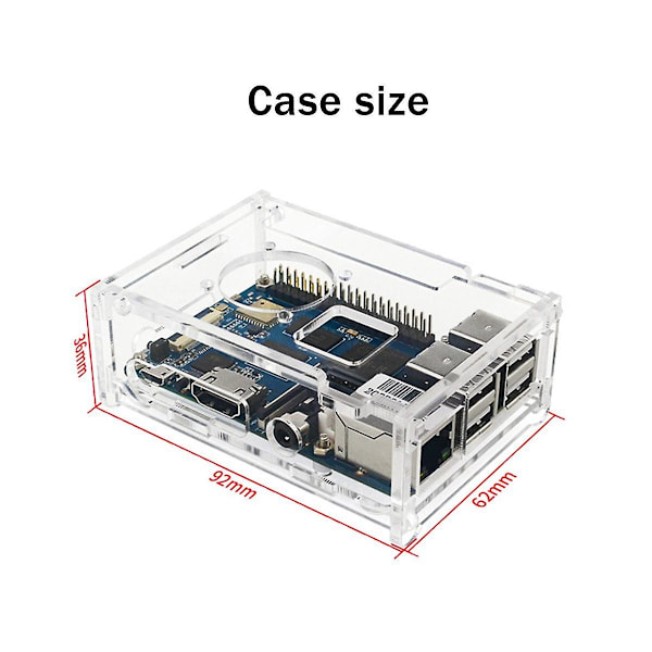 Akrylhus med kjølefan for Banana Pi M2, beskyttende skall for Banana Pi M2 utviklingskort