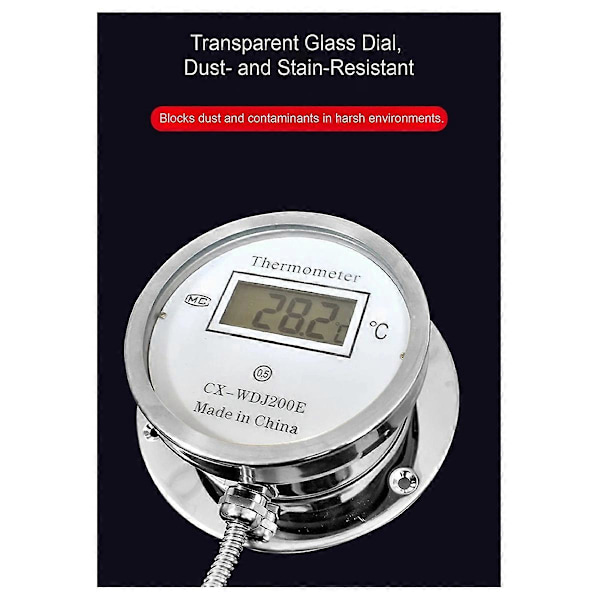 Termometer i rustfrit stål med digitalt display, vandtæt probetermometer til madlavning, industri