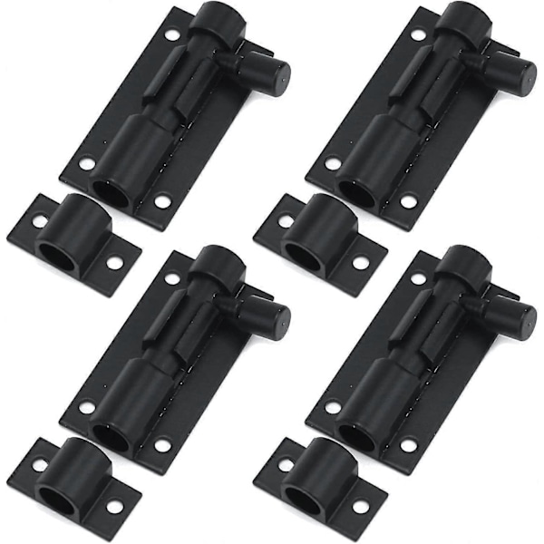 Sort Cylinderbolt Lås Aluminium Legering Skydebolt Lås 2 Tommer Dør Lås Lås Sikkerhed Skyde Lås Med Skruer Pakke Af 4
