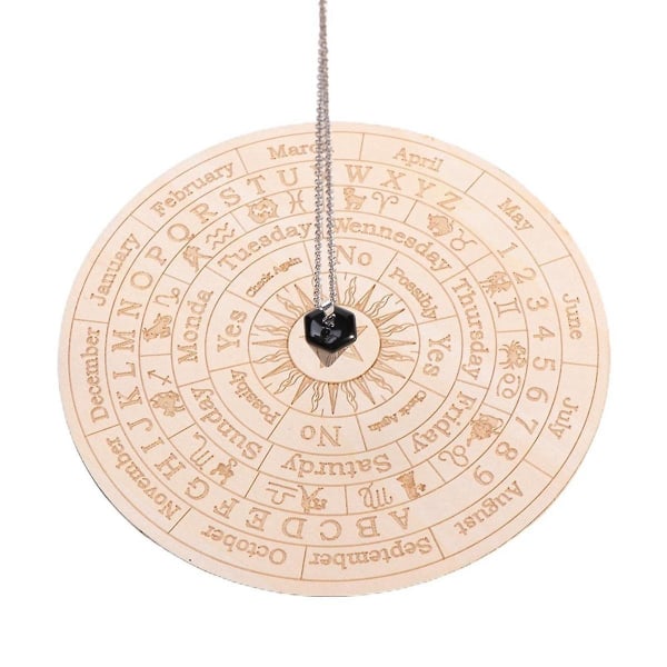 Stjerne Pendulum Board Dowsing Divination Metafysisk Message Board Trætavle med en halskæde, C
