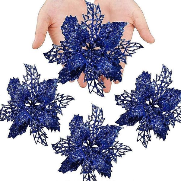 12 stykker juleblomster, juleblomster og kunstige juleblomster